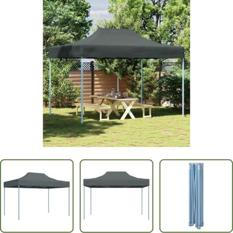 Gazebo all'aperto -  Gazebo Professionale Pieghevole 3x4m in Acciaio Antracite
