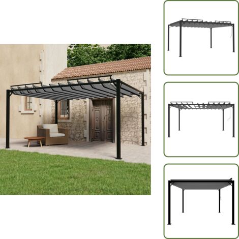 Gazebo alluminio - vidaXL Gazebo con Tetto a Lamelle 3x4 m in Tessuto Antracite/Alluminio - Gazebo antracite