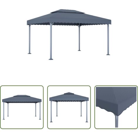 Gazebo antracite -  Gazebo 400x300 cm Antracite Alluminio