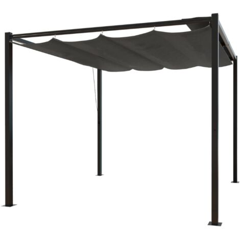Gazebo autoportante tela poliestere grigia 3 x 3 m TUSA