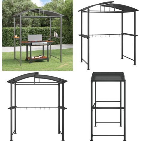 Gazebo Barbecue Ripiani Laterali Antracite 210x114x230 Acciaio - Barbecue esterno - Ripiani laterali