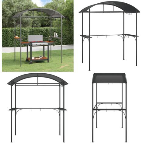 Gazebo Barbecue Ripiani Laterali Antracite 220x115x230 Acciaio - Barbecue esterno - Ripiani laterali