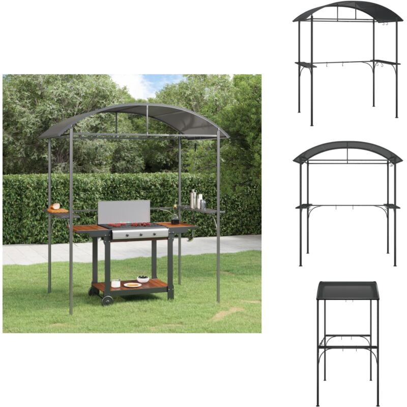 Gazebo bbq et étagères latérales anthracite 220x115x230cm acier - Abri Barbecue - Gazebo Barbecue - Parasol Barbecue - Auvent Barbecue - Structure