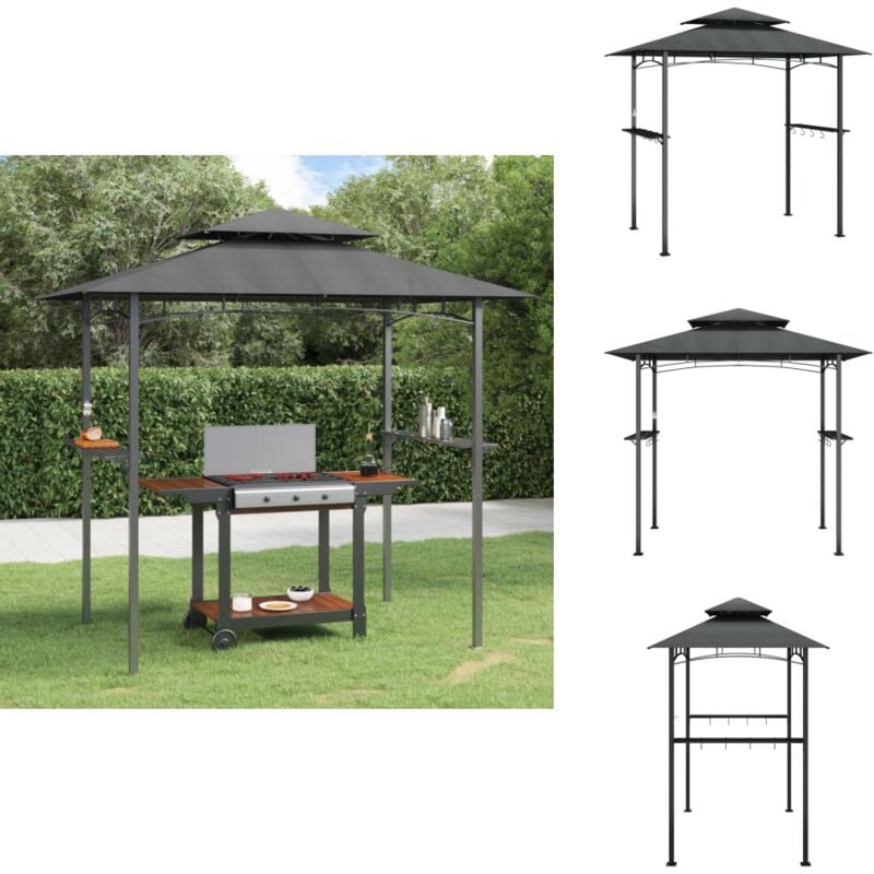 Vidaxl - Gazebo bbq et étagères latérales anthracite 240x150x243cm acier - Abri De Jardin - Gazebo - Parasol - Bbq - Tonnelle