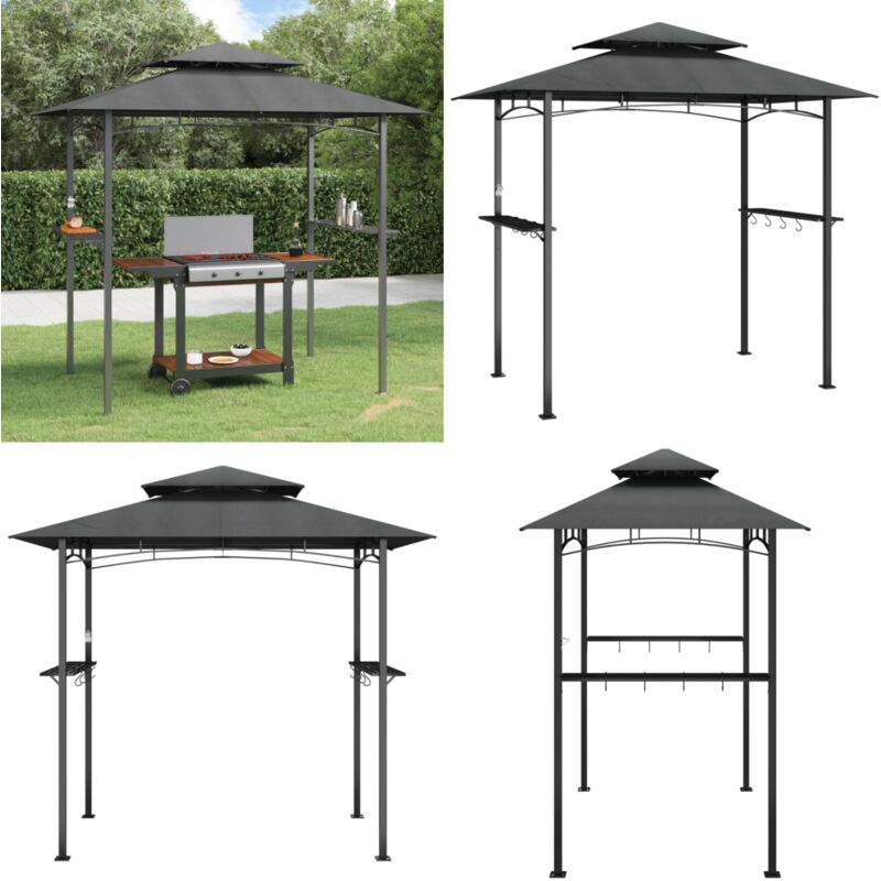 Vidaxl - Gazebo bbq et étagères latérales anthracite 240x150x243cm acier - Abri De Jardin - Gazebo - Parasol - Bbq - Tonnelle - Home & Living