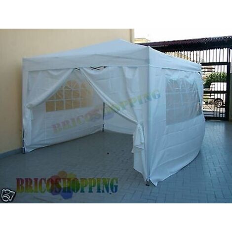 GAZEBO BIANCO PIEGHEVOLE 3x3 CON TELI RAPIDO X MERCATINI RICHIUDIBILE RAPIDO
