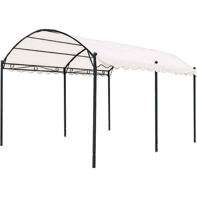 Lifeingarden - Gazebo carport en me'tal et fer avec tissu polyester 3x4 mt e'cru hauteur maximale 2,60 mt pour jardin exte'rieur