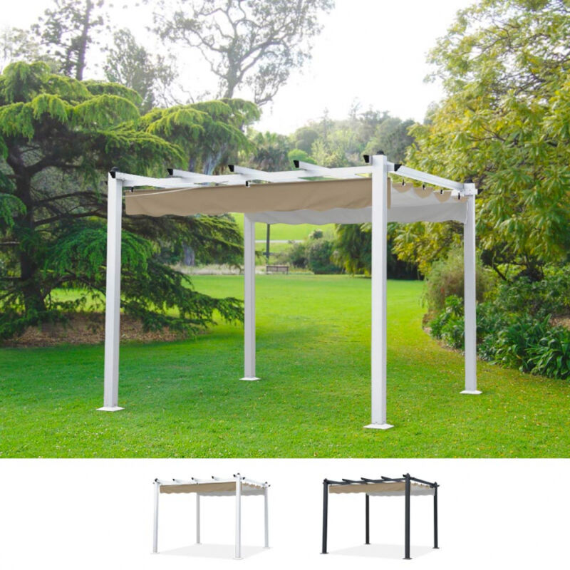 Gazebo carré 3x3 mètres de jardin en aluminium bar restaurant hôtel Firenze uv | Blanc