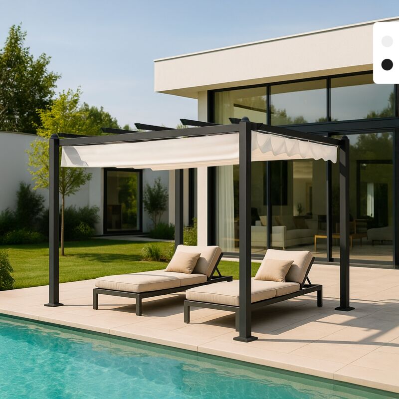 Gazebo Carré 3x3 mètres de jardin en aluminium bar restaurant hôtel Firenze | Noir