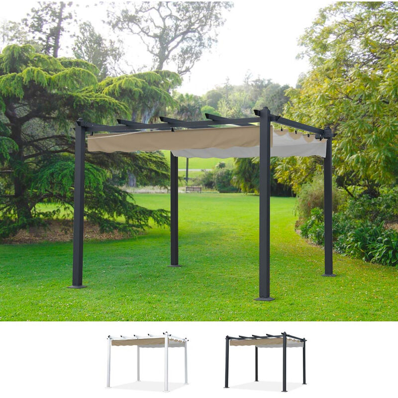 Elios Parasols - Tonnelle de jardin carrée 3x3 en aluminium bar hôtel Firenze uv Couleur: Noir