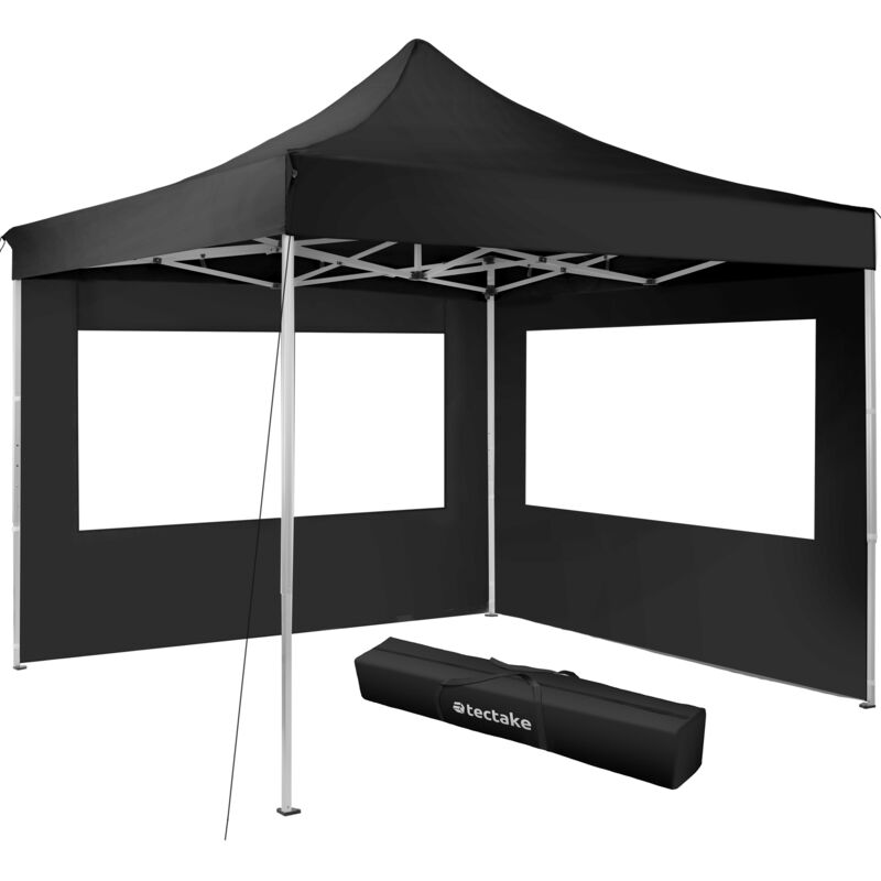 Gazebo collapsible 3x3 m with 2 Sides - Olivia - garden gazebo, gazebo with sides, camping gazebo - black