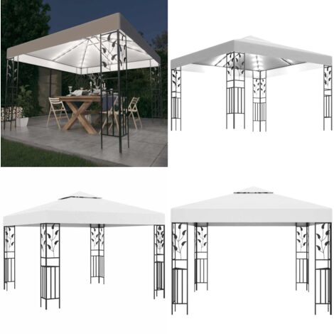Gazebo con Luci LED a Stringa 3x3 m Bianco - Ombra esterna - Riservatezza esterna