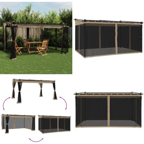 Gazebo con Pareti in Rete Tortora 4x3 m in Acciaio - Gazebo con pareti in rete - Gazebo in acciaio