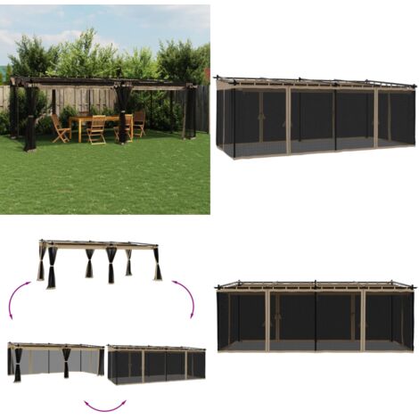 Gazebo con Pareti in Rete Tortora 6x3 m in Acciaio - Gazebo con pareti in rete - Gazebo in acciaio