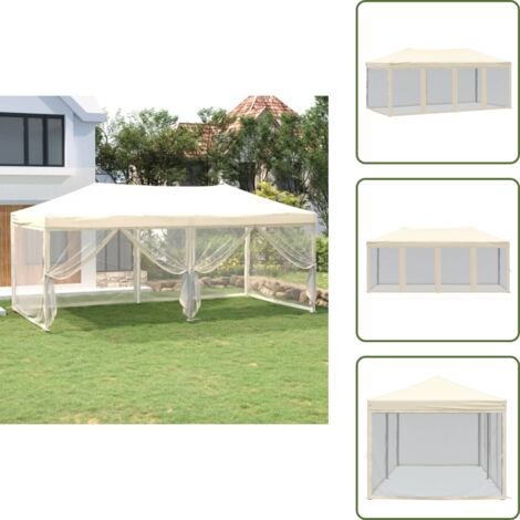 Gazebo con pareti laterali - vidaXL Tenda per Feste Pieghevole con Pareti Laterali Crema 3x6 m - Tenda per picnic