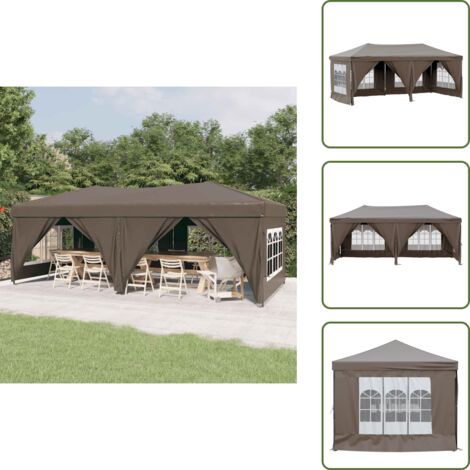 Gazebo con pareti laterali - vidaXL Tenda per Feste Pieghevole con Pareti Laterali Tortora 3x6 m - Tenda per picnic