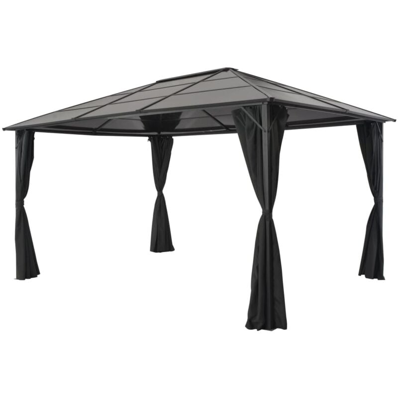 Vidaxl - Gazebo con Tende in Alluminio 4x3x2,6 m Nero