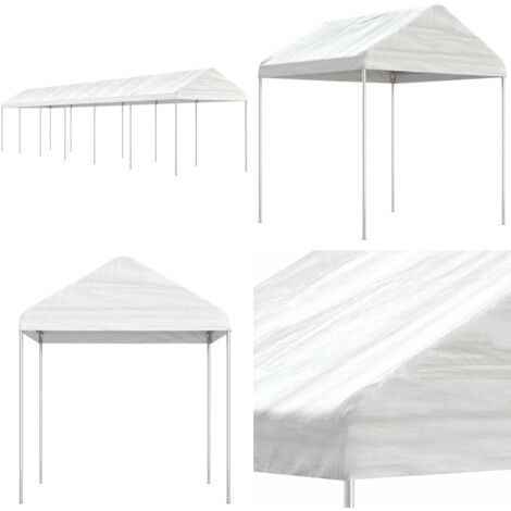 Gazebo con Tetto Bianco 13,38x2,28x2,69 m in Polietilene - Ombra - Protezione dal sole
