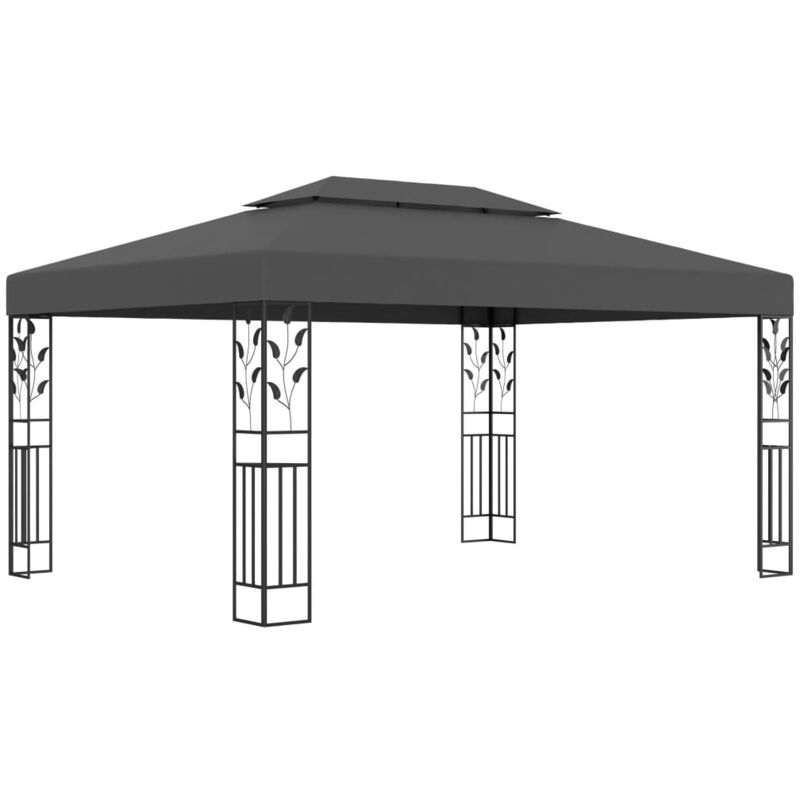 Gazebo Con Tetto Doppio 3x4 M Antracite Vidaxl