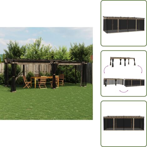 Gazebo con tetto retrattile - vidaXL Gazebo con Pareti in Rete Tortora 6x3 m in Acciaio - Gazebo per famiglia