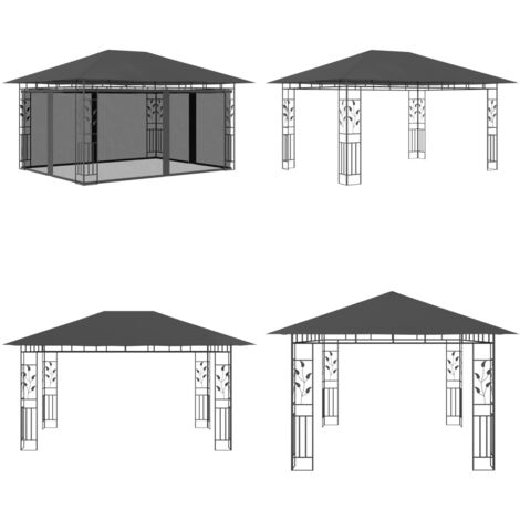 Gazebo con Zanzariera 4x3x2,73 m Antracite 180 g/m² - Ombrellone - Protezione da insetti