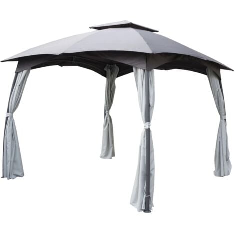 gazebo da esterno con doppio tetto eurogarden "berlino" in acciaio grigio 3x3 m