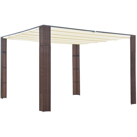 Gazebo da Esterno con Tetto in Polyrattan Marrone e Crema vari dimensioni dimensioni : 300x300x200 cm