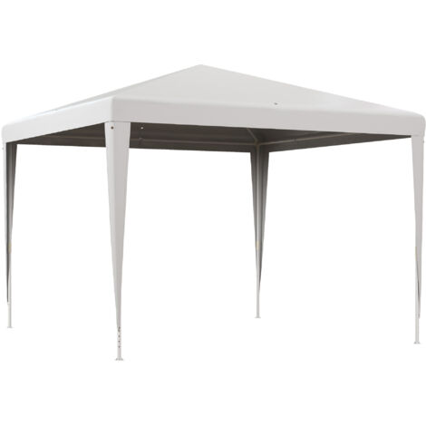 Gazebo da giardino 3 x 3 m, tendone per ricevimenti, struttura in acciaio, tessuto PE per feste e matrimoni, bianco