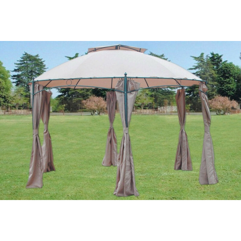 Gazebo da Giardino Ø 350 cm in Acciaio Bauer Beige