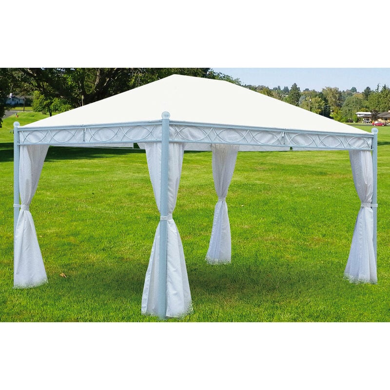 Gazebo da Giardino 3,5x3,5m in Metallo Morel Miami Bianco