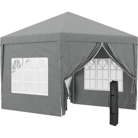 Gazebo da Giardino 3x3 m Pieghevole con 4 Pannelli Laterali in Acciaio e Tessuto Oxford Grigio Chiaro