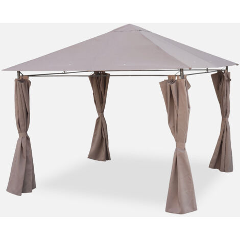 Gazebo da giardino 3x3m struttura in alluminio con tende scorrevoli