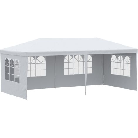 Gazebo da Giardino 580x290x250 cm con Pareti Rimovibili e Finestre Trasparenti Bianco