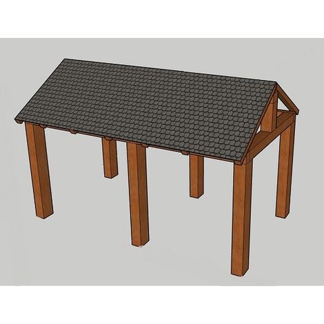 Gazebo da Giardino con Copertura in Legno Lamellare - mt 5 x 4 x 2 h con Supporti a Tassellare