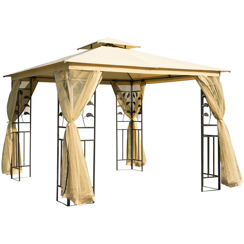 miozzi Gazebo da Giardino 3x3m in Acciaio Bianco