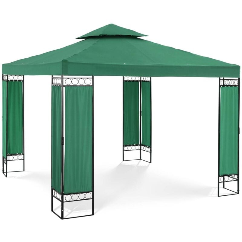 Uniprodo - Gazebo Da Giardino e Terrazzo In Metallo Tendone Feste 160 g/m² In Verde Scuro