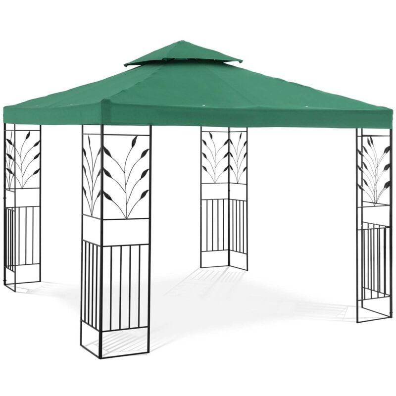 Gazebo Da Giardino e Terrazzo In Metallo Tendone Feste 3 x 3 m In Verde Scuro