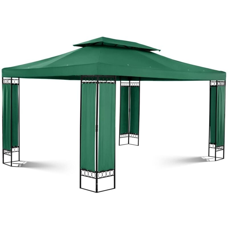 Uniprodo - Gazebo Da Giardino e Terrazzo In Metallo Tendone Feste 3 x 4 m In Verde Scuro