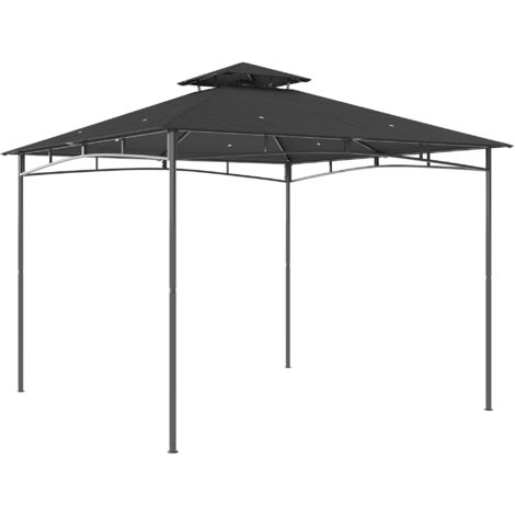 Gazebo da giardino extérieur double toit 3x3 m gris foncé