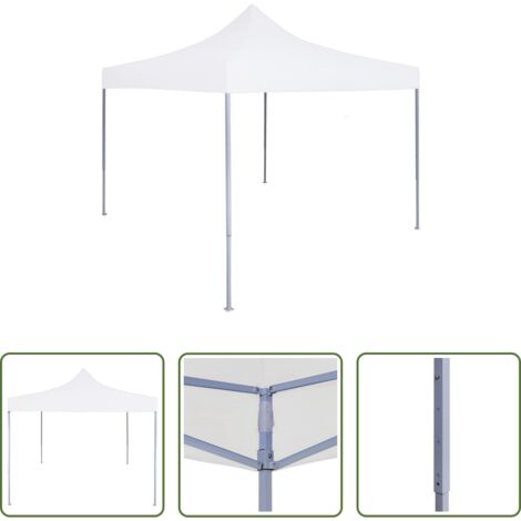 Gazebo da giardino -  Gazebo Professionale Pieghevole 2x2m in Acciaio Bianco