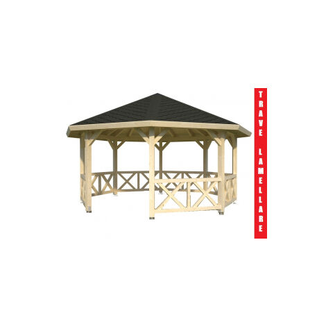 Gazebo in legno 4x4m prefabbricato da giardino