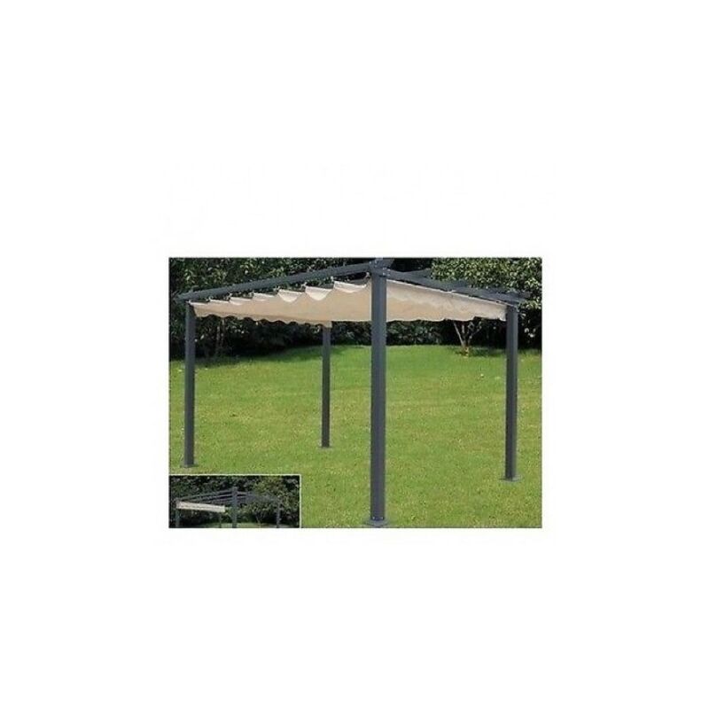 Gazebo pergola veranda 3x3 mt 225H in acciaio telo in poliestere da giardino