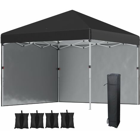 Gazebo da Giardino Pieghevole 297x297x274 cm in Acciaio e tessuto Oxford Nero