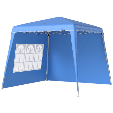 Gazebo da giardino pieghevole a scomparsa 2,89x2,89 m con pareti laterali regolabili in altezza e protezione UV50+, colore blu.