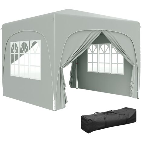 Gazebo da Giardino Pop-Up 300x300x273 cm Pieghevole con Altezza Regolabile e Protezione UPF50+ Grigio Chiaro