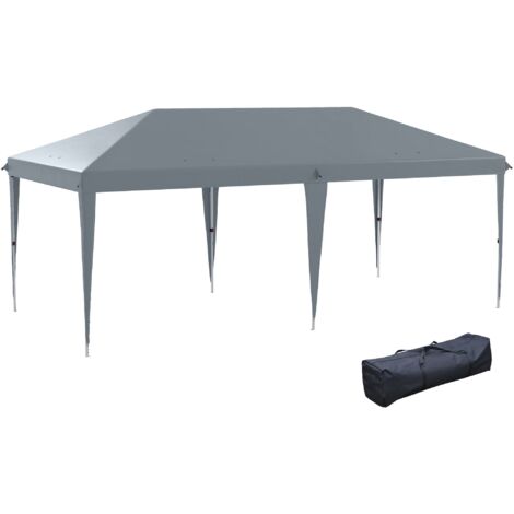 Gazebo da Giardino Pop-up 6x3 m Pieghevole Tendone per Feste con Sacca di Trasporto Grigio