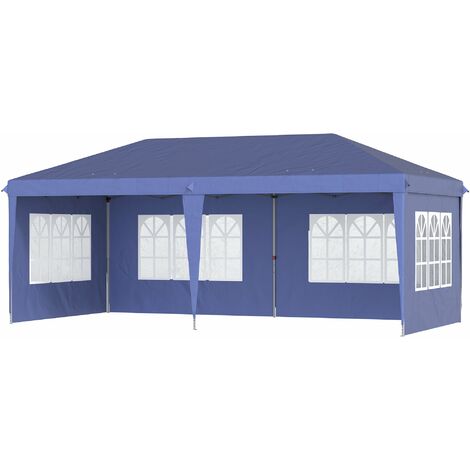 Gazebo da Giardino Regolabile in Altezza con Pareti Removibili 6x3m in Acciaio e Poliestere Blu