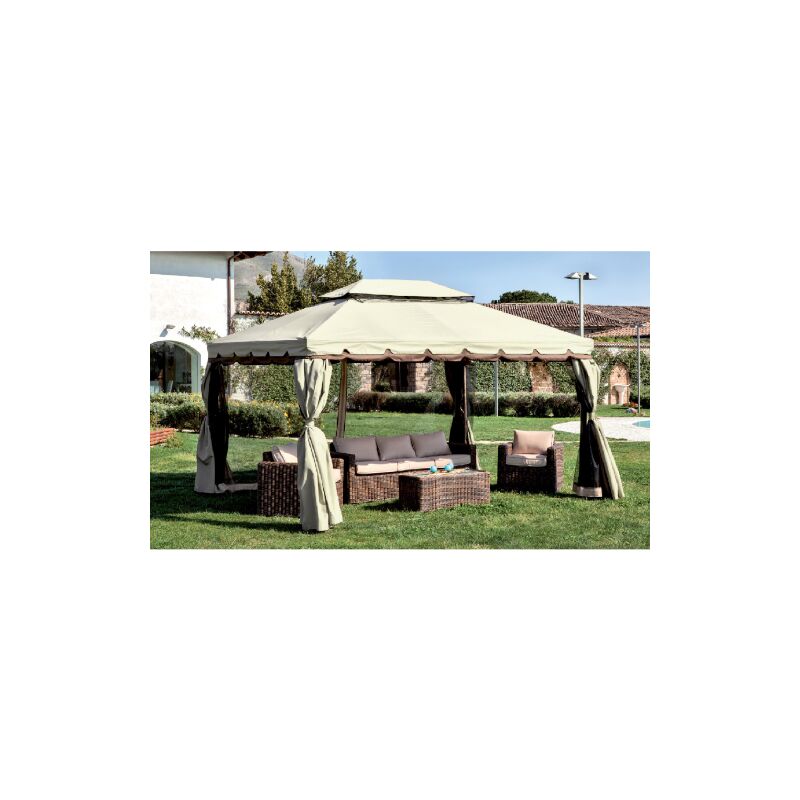 Tuttacasa - Aventure Gazebo 3x4x2.7 m structure aluminium moustiquaire dessus et couvertures late&#039;rales en polyester pour jardin exte&#039;rieur