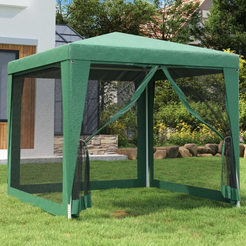 Tente de fête avec 4 parois latérales en maille Vert 2.5x2.5 m - Vidaxl