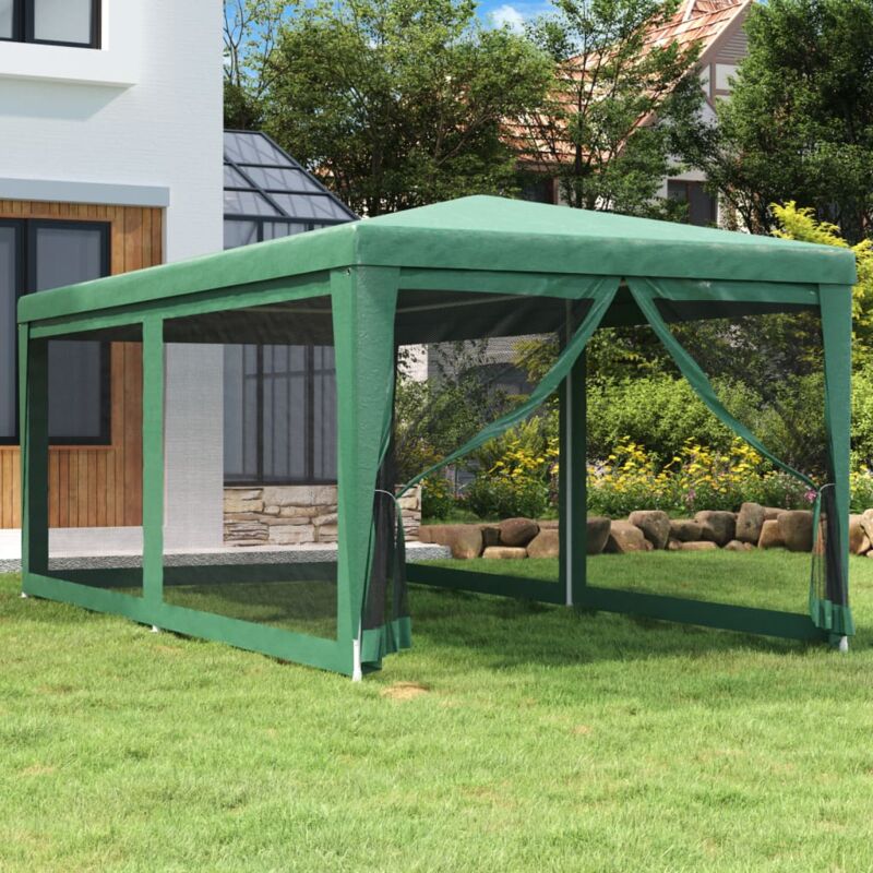 Tente de fête avec 4 parois latérales en maille Vert 3x6 m pehd - Vidaxl
